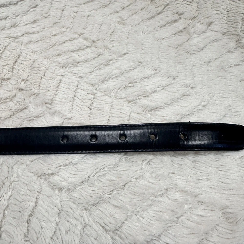 Men's Black non-leather (Vegan)  Belt, silver buckle,  XL, 1